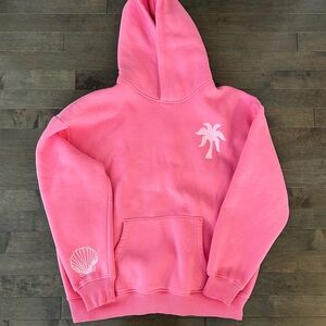 Women's Pink Hoodie with Palm Tree Design